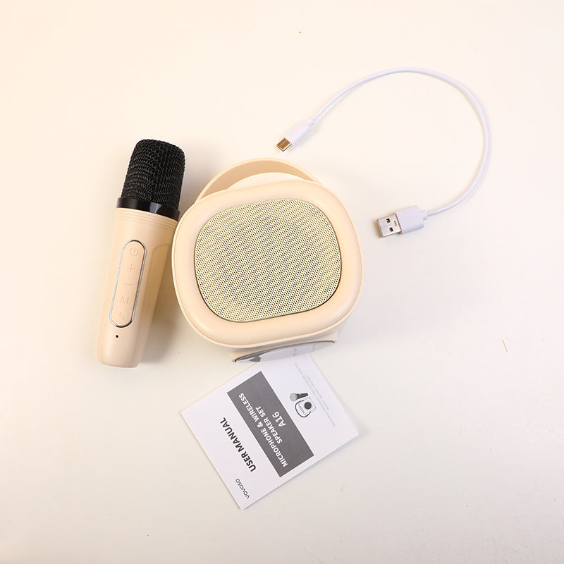 KARAOKE - PARLANTE CON MICROFONO - BEIGE