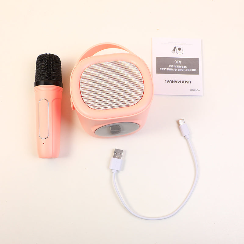 KARAOKE - PARLANTE CON MICROFONO - ROSADO