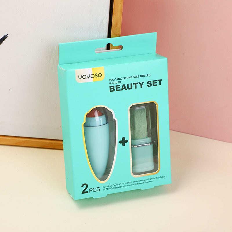 SET DE BELLEZA CON CEPILLO Y PIEDRA VOLCANICA