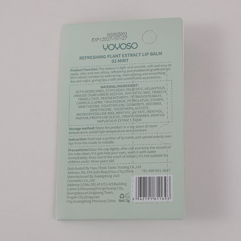 BALSAMO HIDRATANTE PARA LABIOS - MENTA