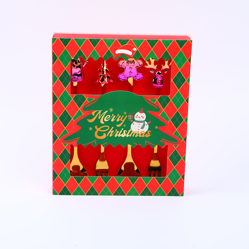 SET DE CUBIERTOS NAVIDEÑOS METALIZADOS - 4UND