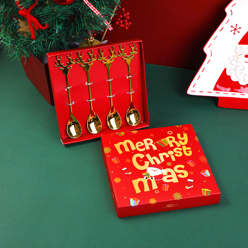 SET DE CUCHARAS DE RENO NAVIDEÑO - 4UND