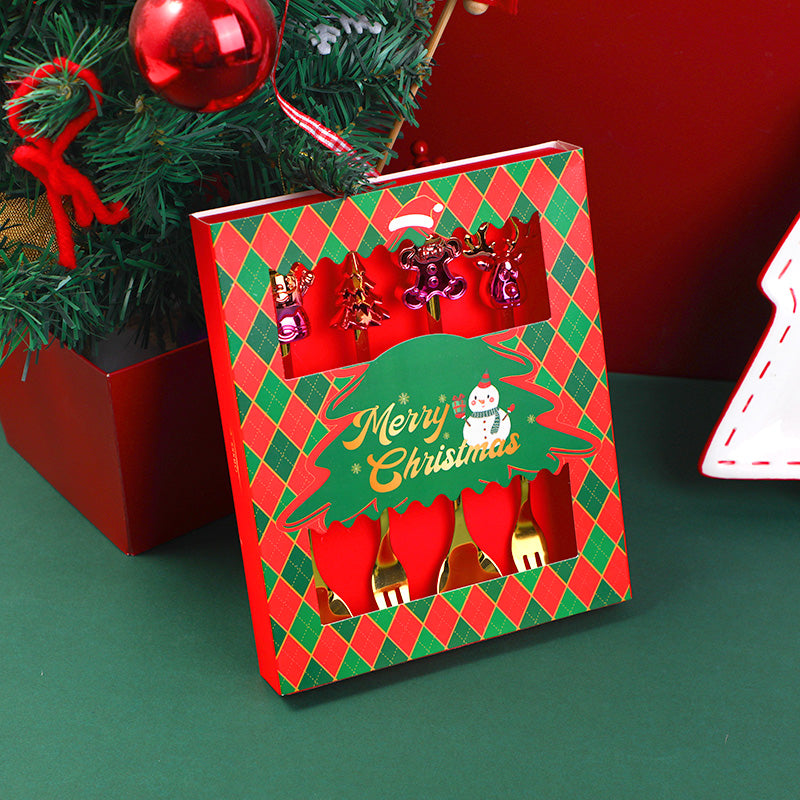 SET DE CUBIERTOS NAVIDEÑOS METALIZADOS - 4UND