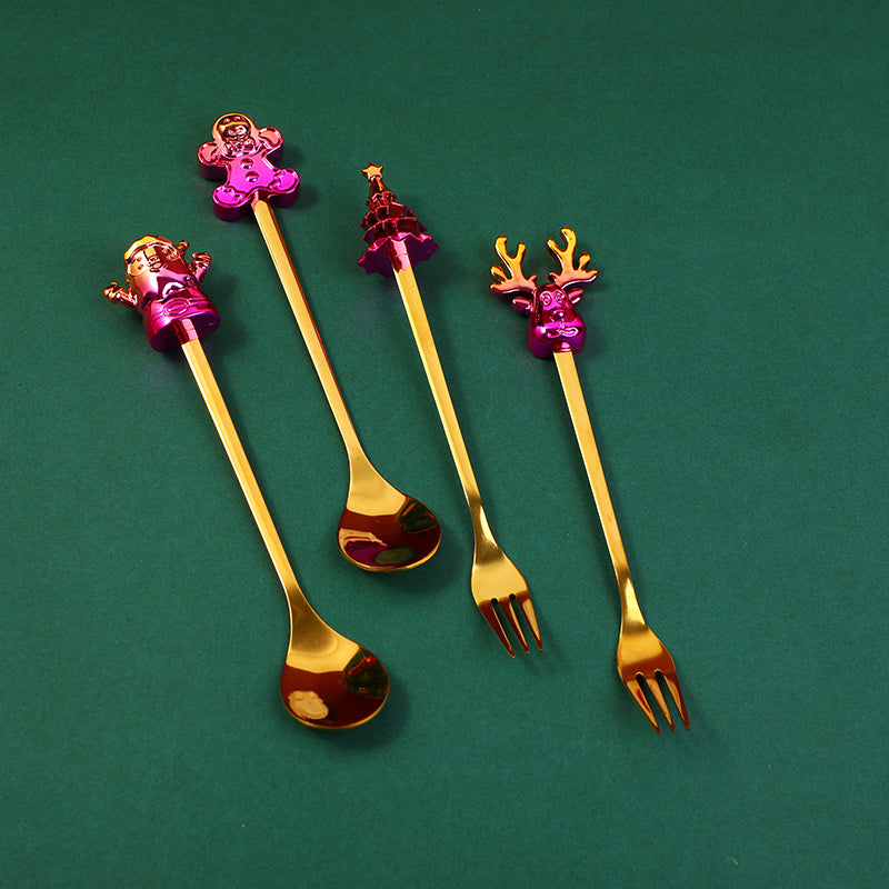 SET DE CUBIERTOS NAVIDEÑOS METALIZADOS - 4UND