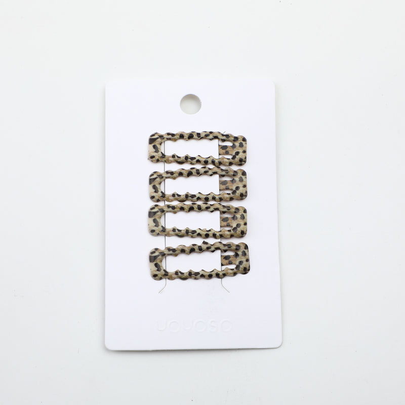 CLIPS CUADRADO PARA EL CABELLO DE LEOPARDO - 4 UND