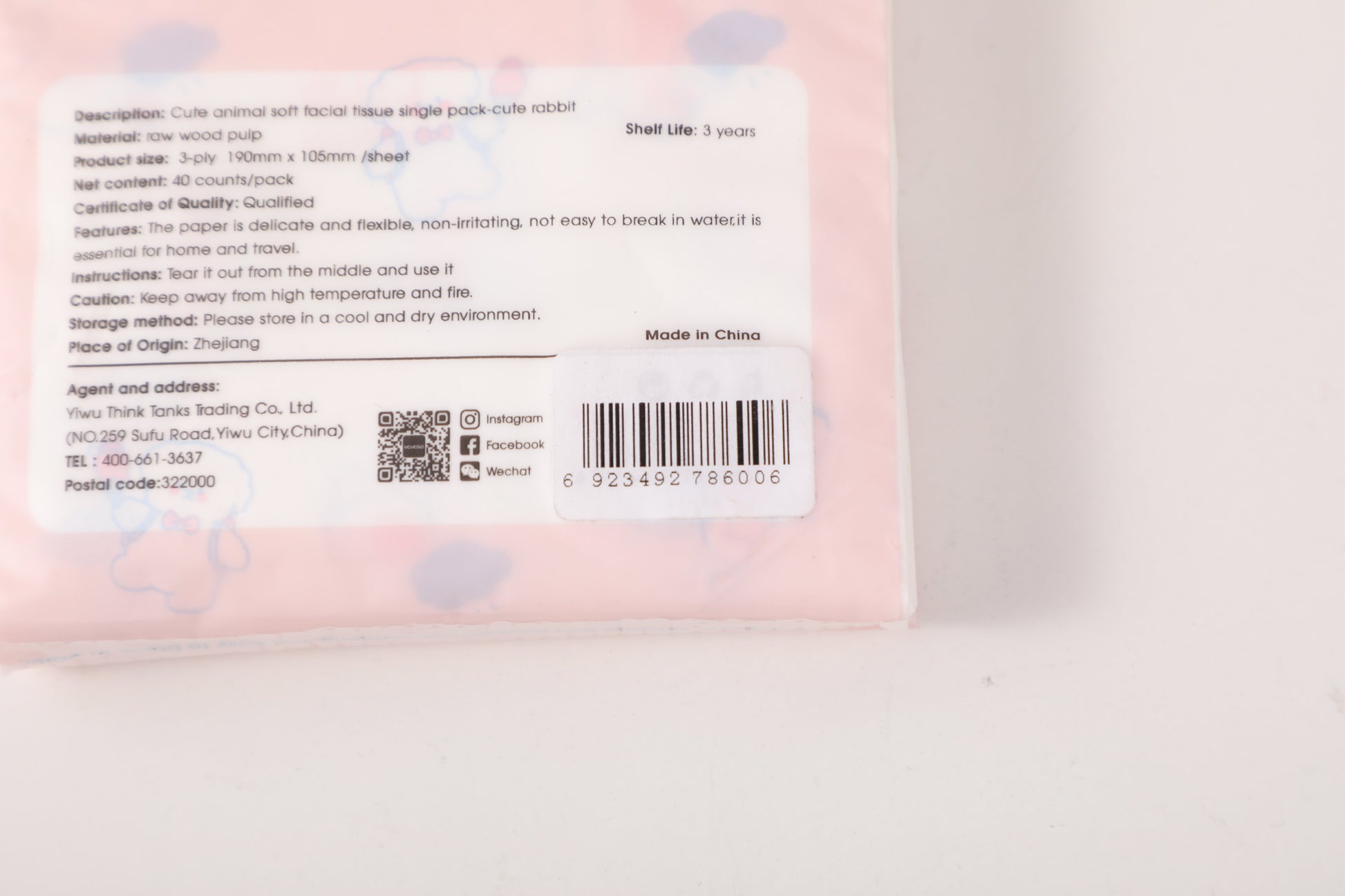 PAÑUELOS FACIALES  - CONEJO