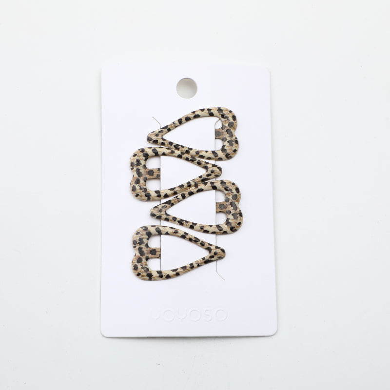 CLIPS DE CORAZON PARA EL CABELLO DE LEOPARDO - 4 UND