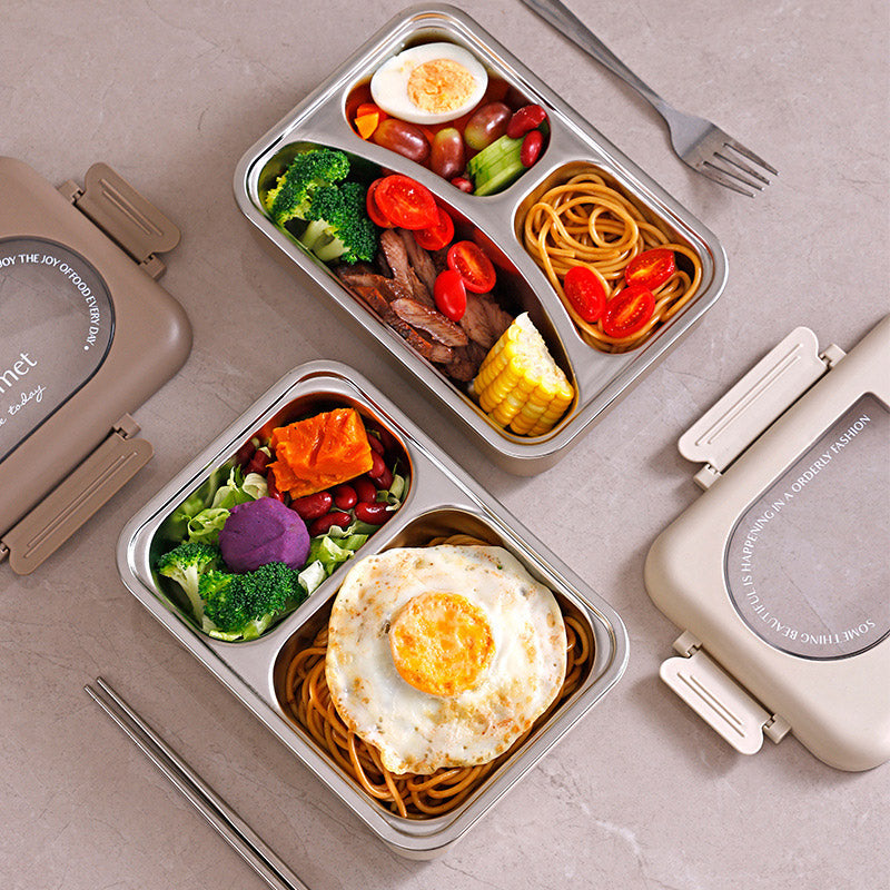 LONCHERA DE ACERO INOXIDABLE CON 3 COMPARTIMIENTOS - SIMPLE