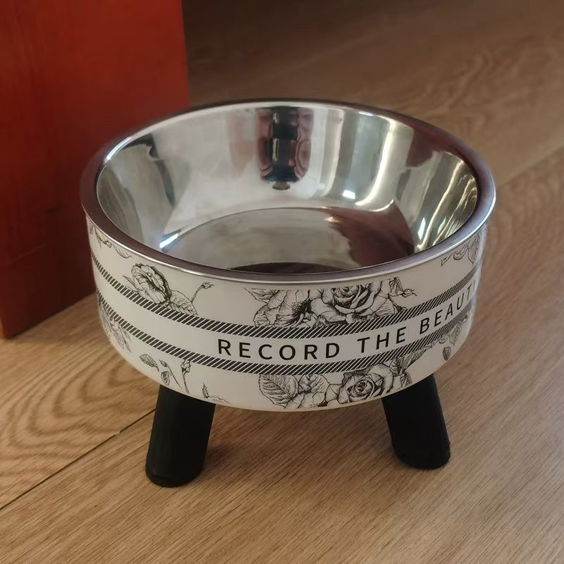 PLATO PARA MASCOTAS DE ACERO INOXIDABLE - FLORES