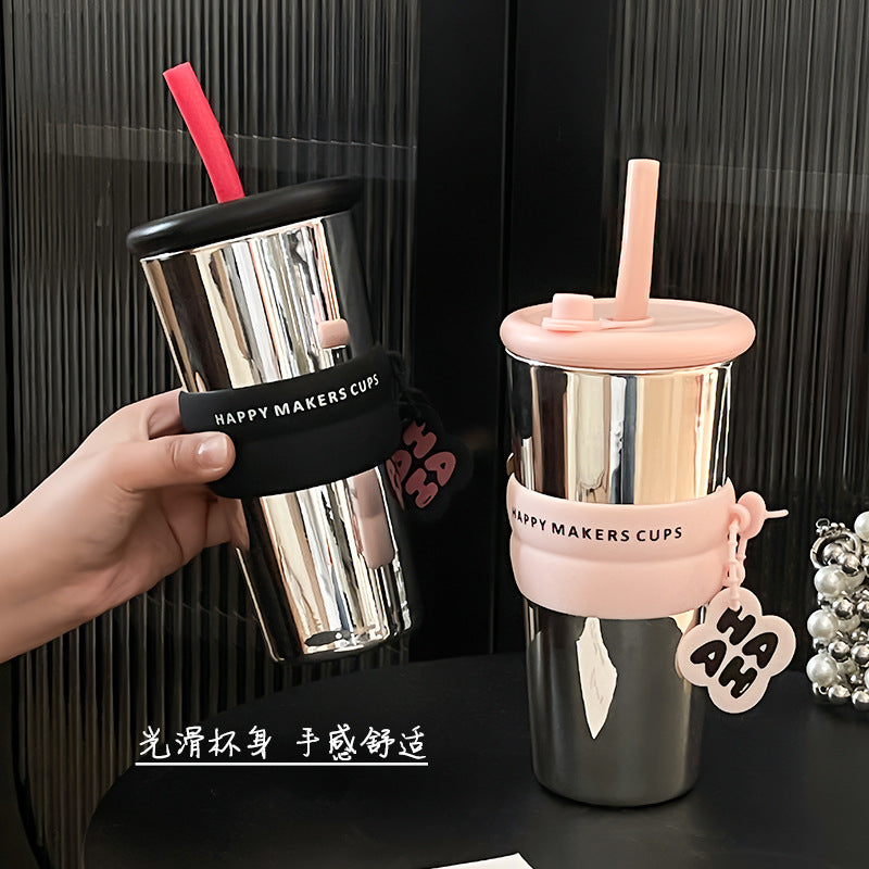 VASO CON PITILLO PLATEADO - 800ML