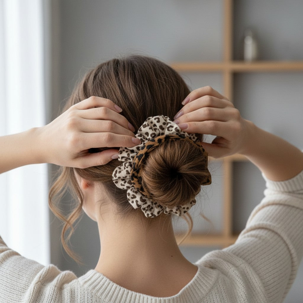 Scrunchies para el Cabello Estampado Leopardo Pack x2 Suaves y Cómodos Yoyoso