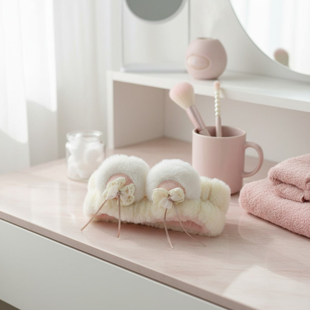 Diadema de Gato de Peluche Suave para Skincare y Maquillaje Diseño Kawaii Yoyoso