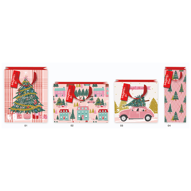 BOLSA DE REGALO NAVIDEÑA ROSADA - MEDIANA