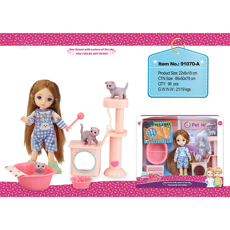 JUGUETE DIDACTICO DE MUÑECA CON GATICOS