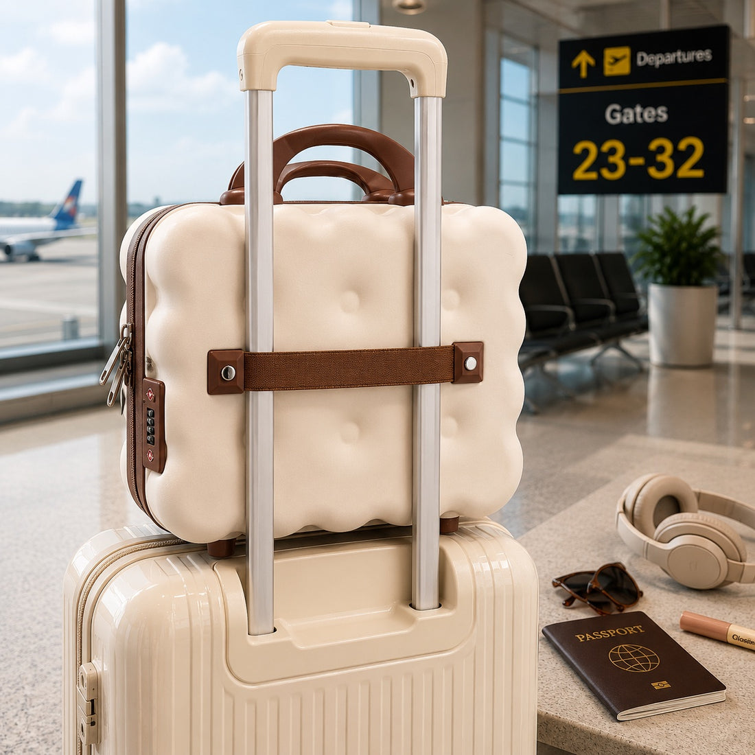 Mini maleta viaje estilo nube beige  yoyoso