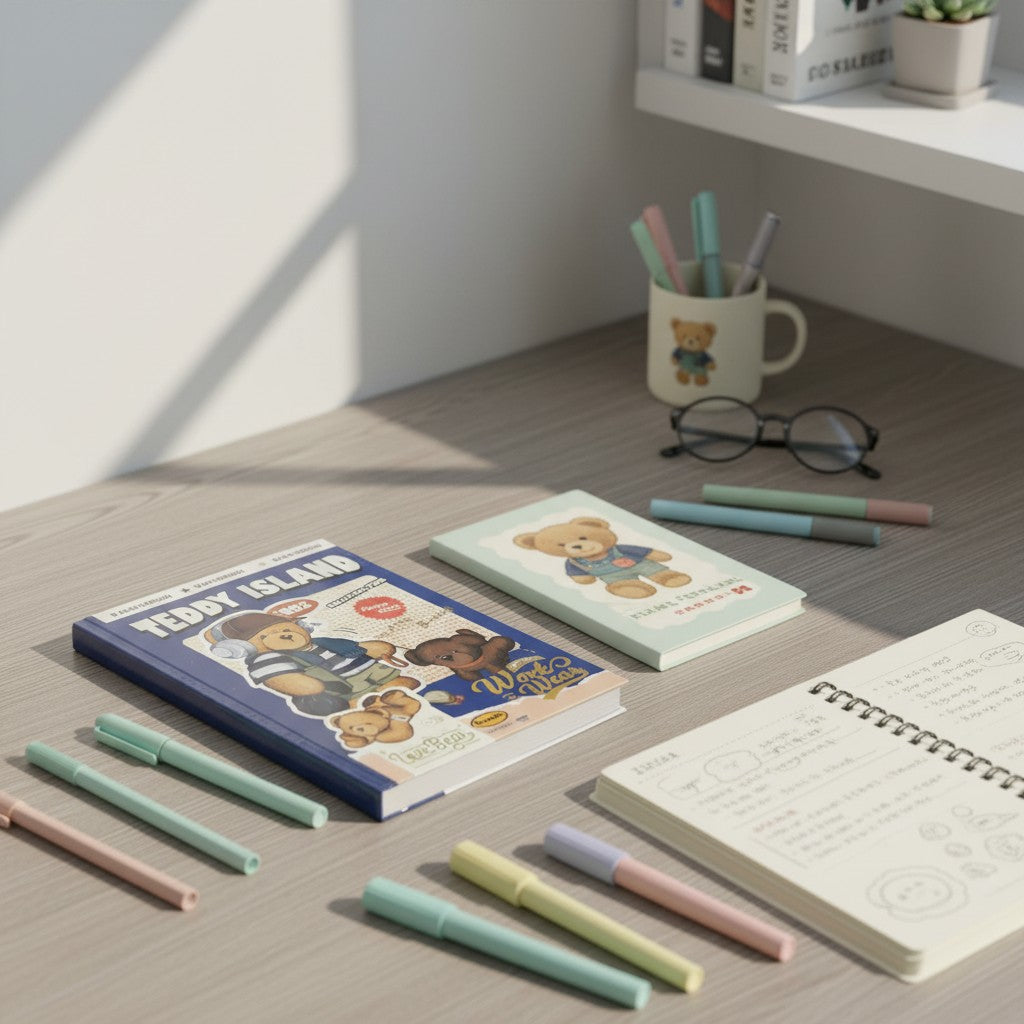 Cuaderno Teddy Island Tapa Dura 96 Páginas Diseño Kawaii Escolar y Oficina Yoyoso