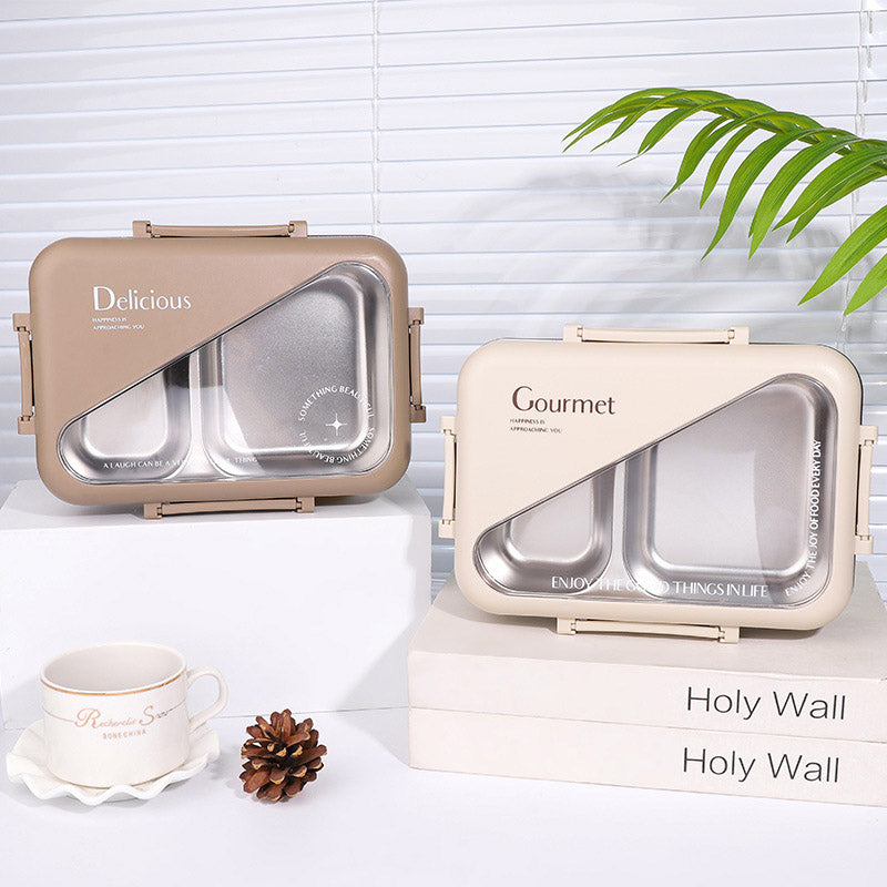 LONCHERA DE ACERO INOXIDABLE CON 3 COMPARTIMIENTOS - RECTANGULAR