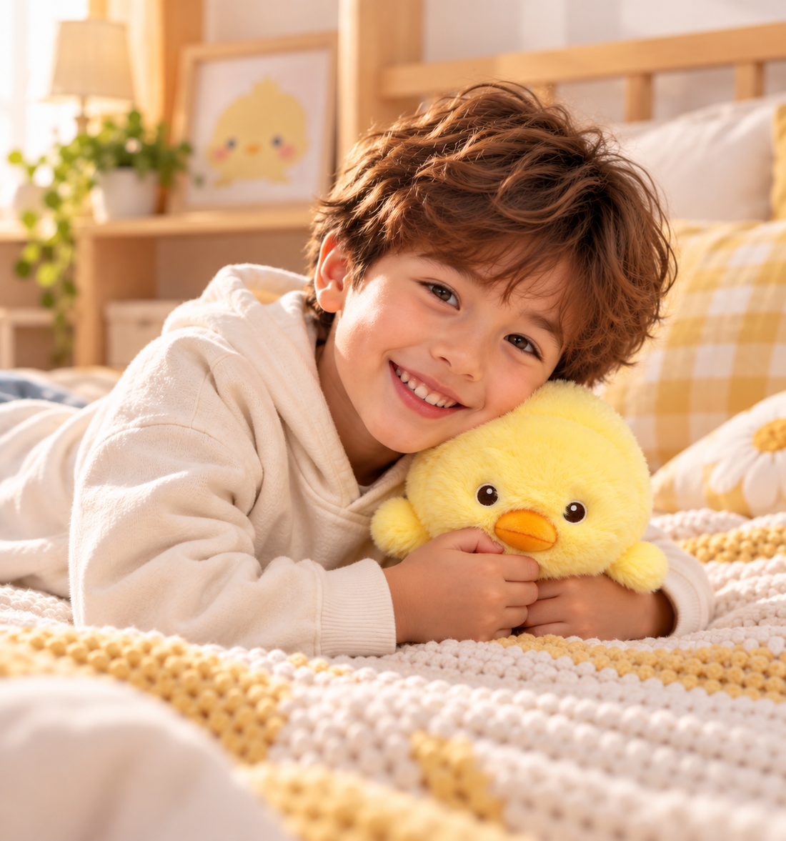 Peluche Pato Amarillo Acostado Suave y Esponjoso 30 cm Yoyoso