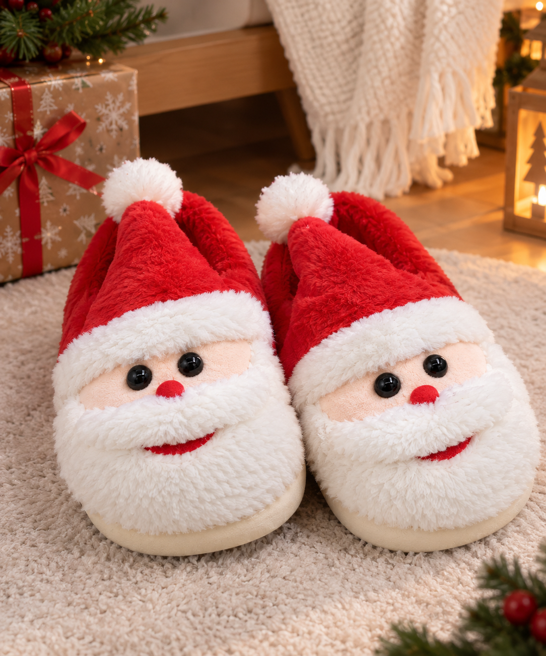 Pantuflas Papá Noel Rojas Navidad Talla 40-41 Yoyoso