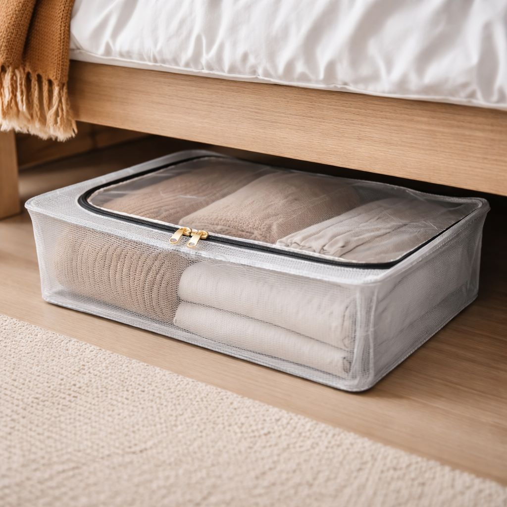 Organizador Bajo Cama Transparente con Cremallera Yoyoso