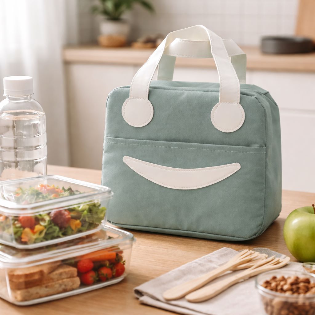 Lonchera Termica Estilo Tote con Forro Impermeable Diseño Cara Feliz Yoyoso