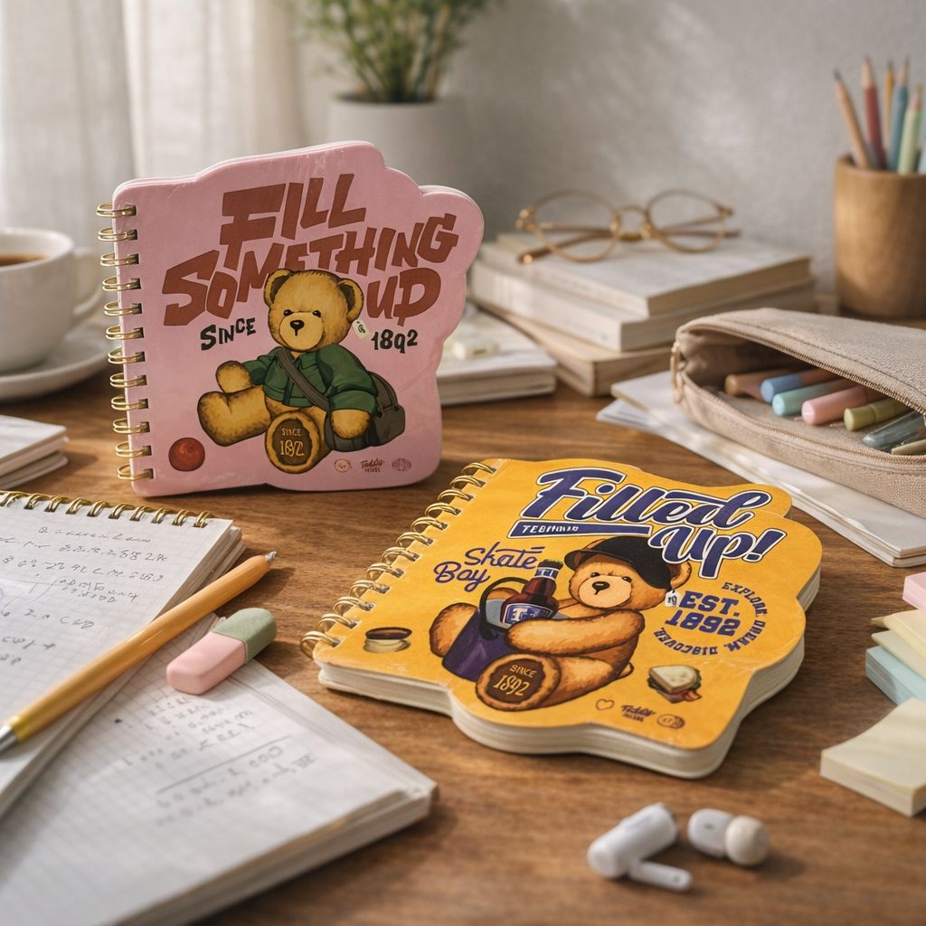 Cuaderno Creativo Troquelado Oso Teddy con Espiral – Diseño Cute Escolar y Oficina Yoyoso