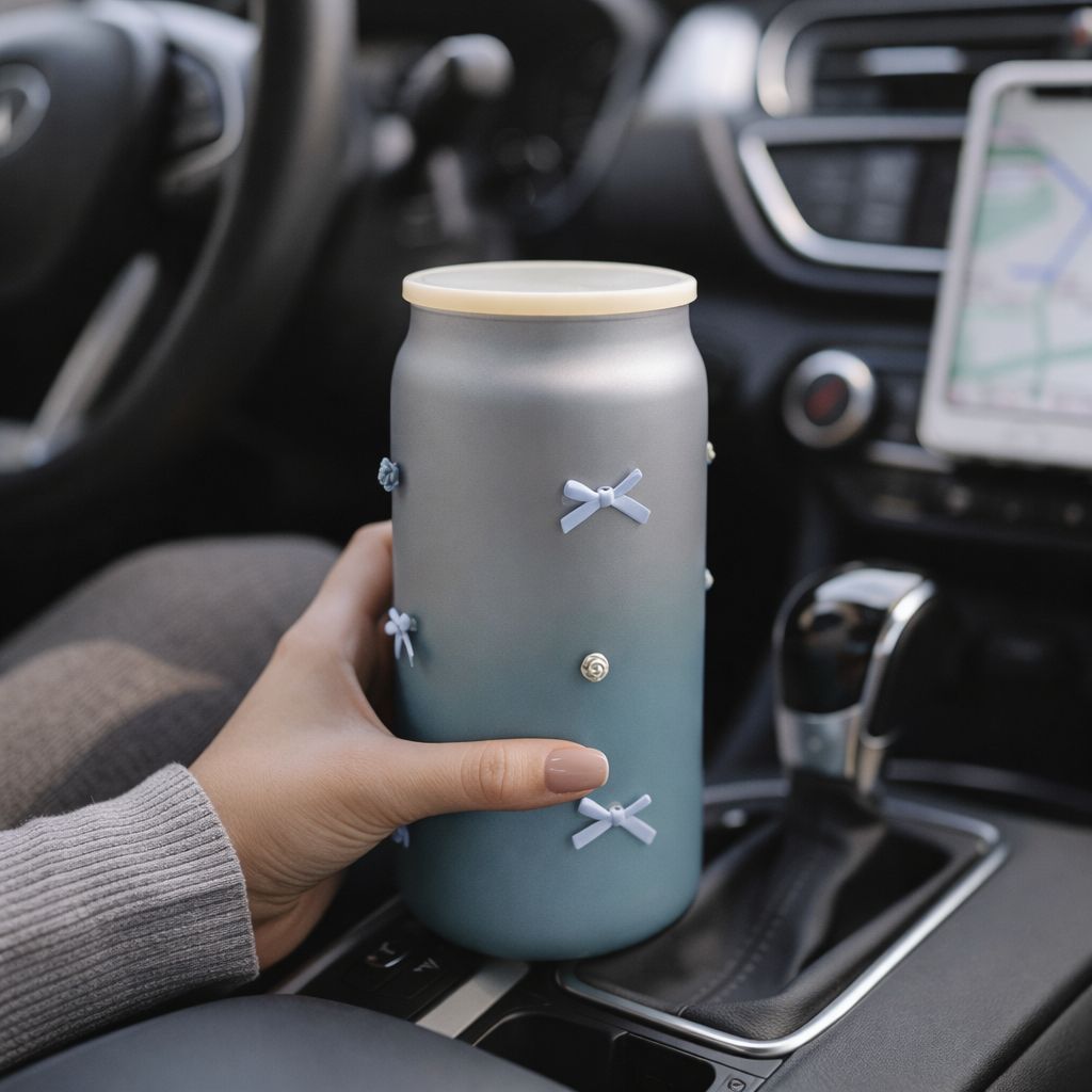 Vaso con Pitillo 450ml Gris Diseño Minimalista y Decorativo Reutilizable Yoyoso