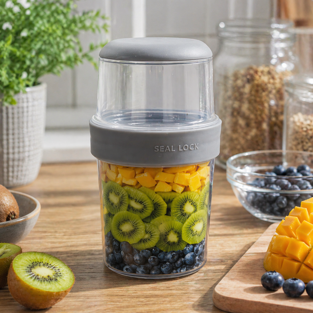 Envase Plastico Porta Ensaladas Con Cubierto 17 Cm Yoyoso