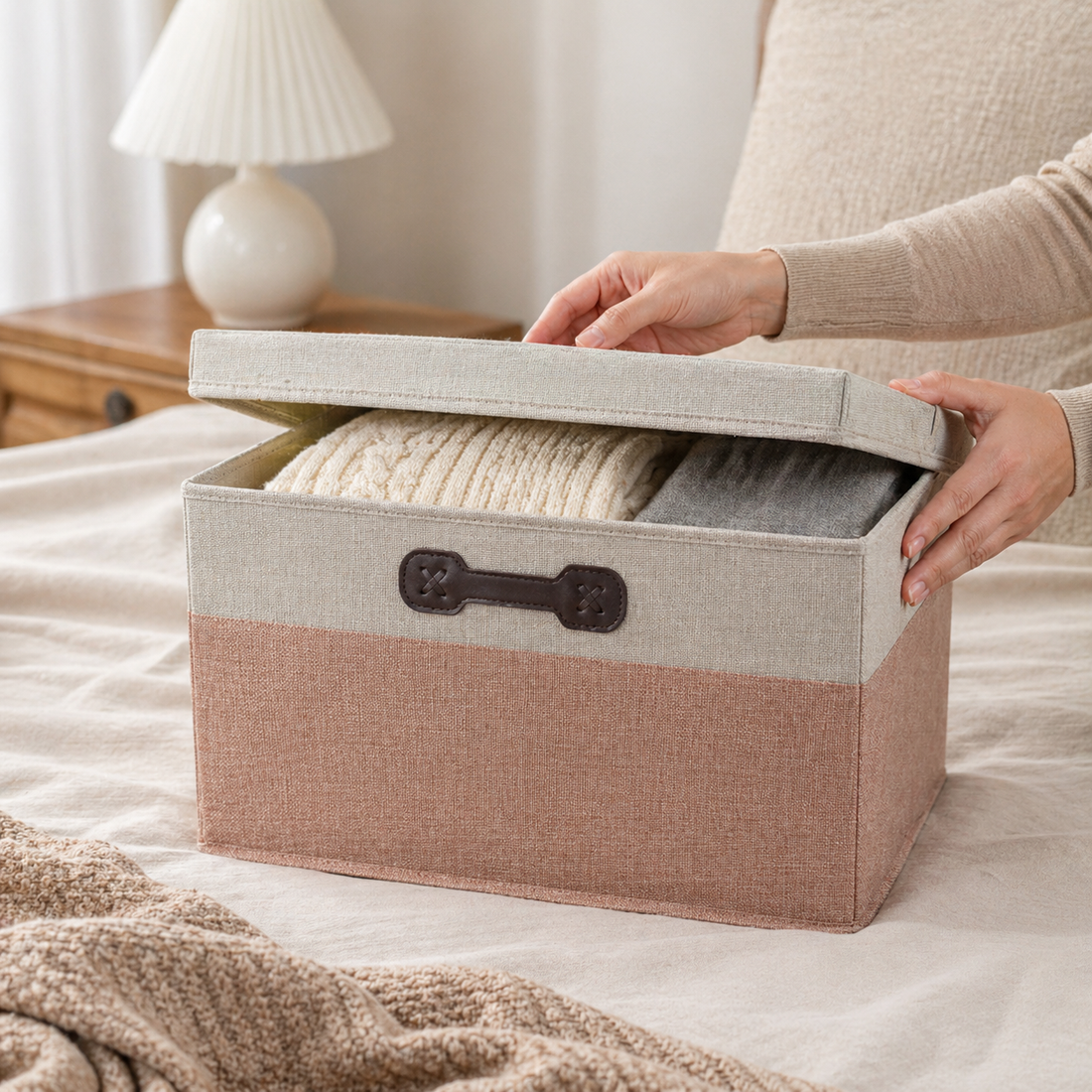 Caja Organizadora Bicolor Con Tapa 46 X 36 X 28 Yoyoso