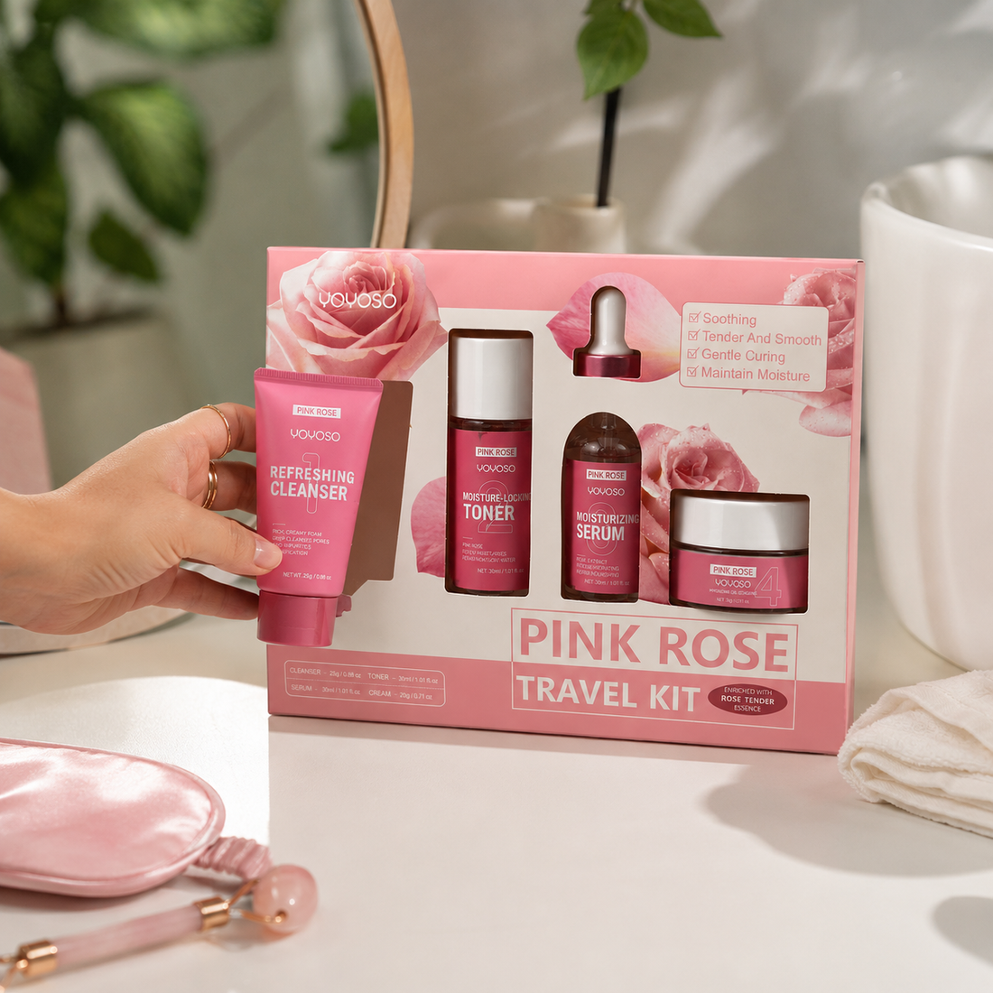 Kit Skincare Para Viaje Rosa Yoyoso