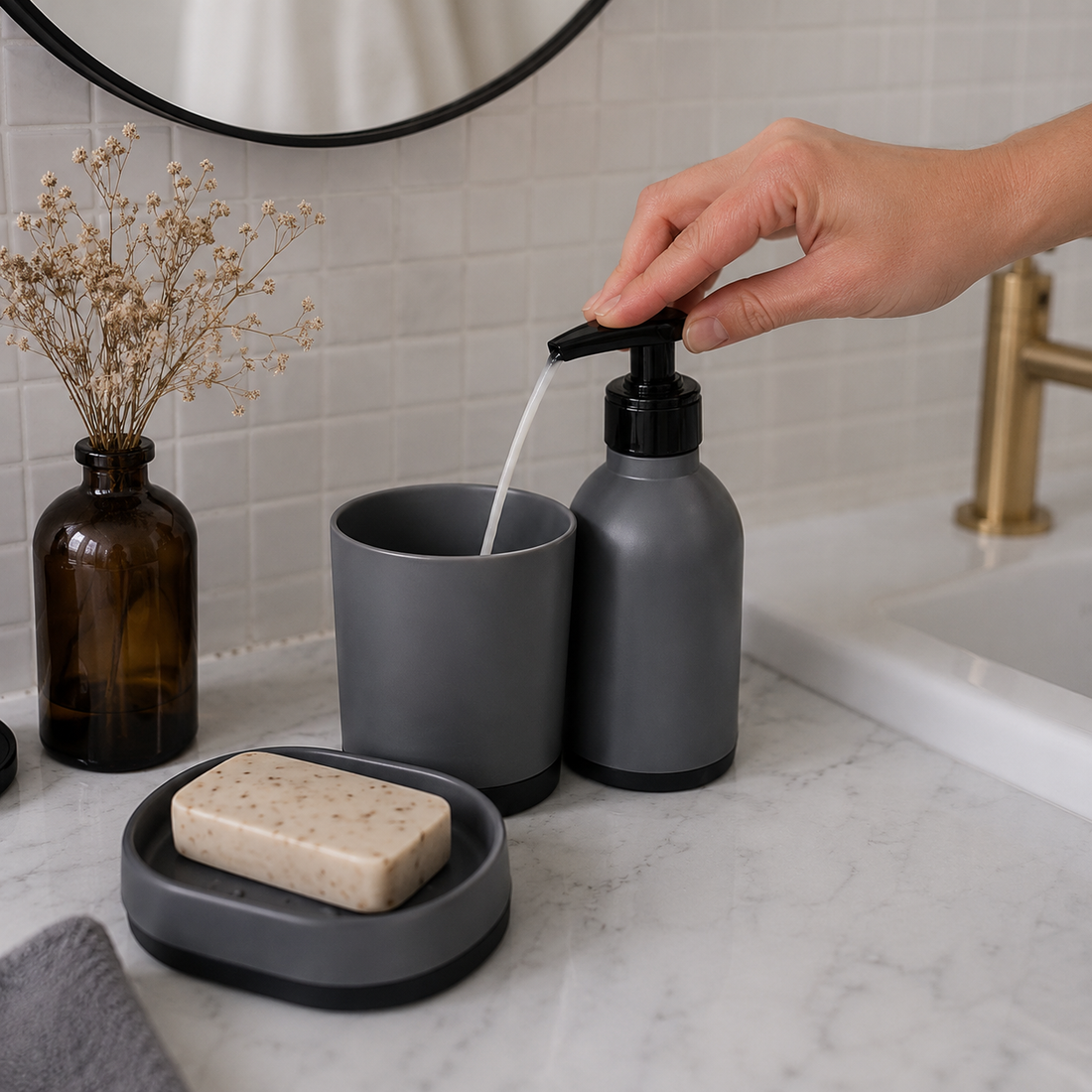 Set De 3 Unidades para el Baño Gris Yoyoso