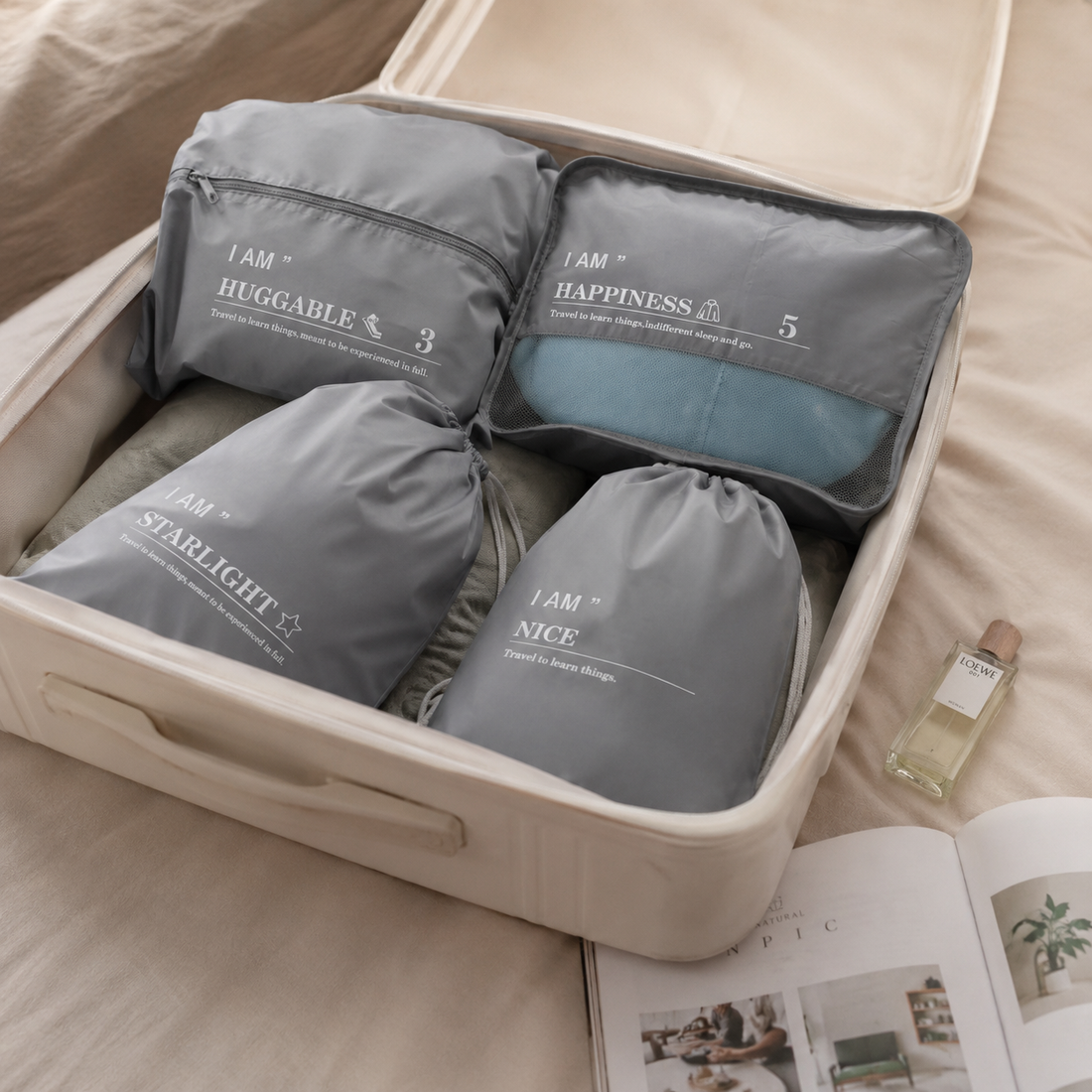 Set de organizadores para equipaje gris yoyoso