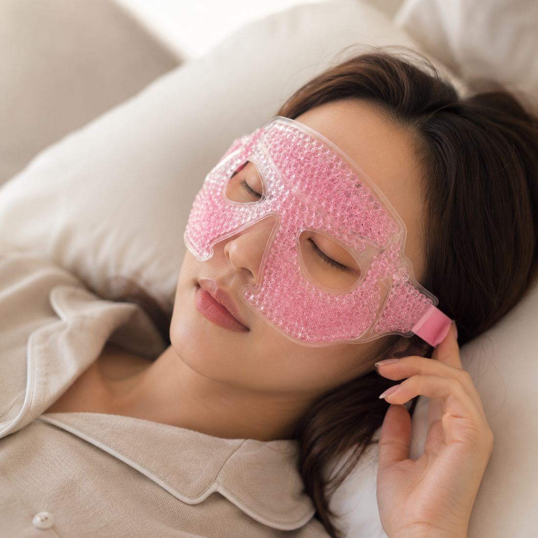 Antifaza En Gel Con ojos Descubiertos Rosado Yoyoso