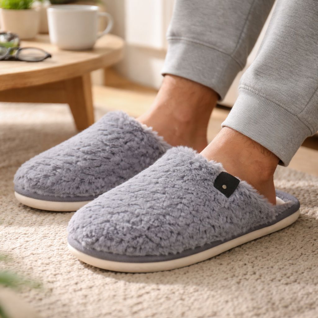 Pantuflas de Hombre Grises Ultra Suaves Talla 44-45 Yoyoso