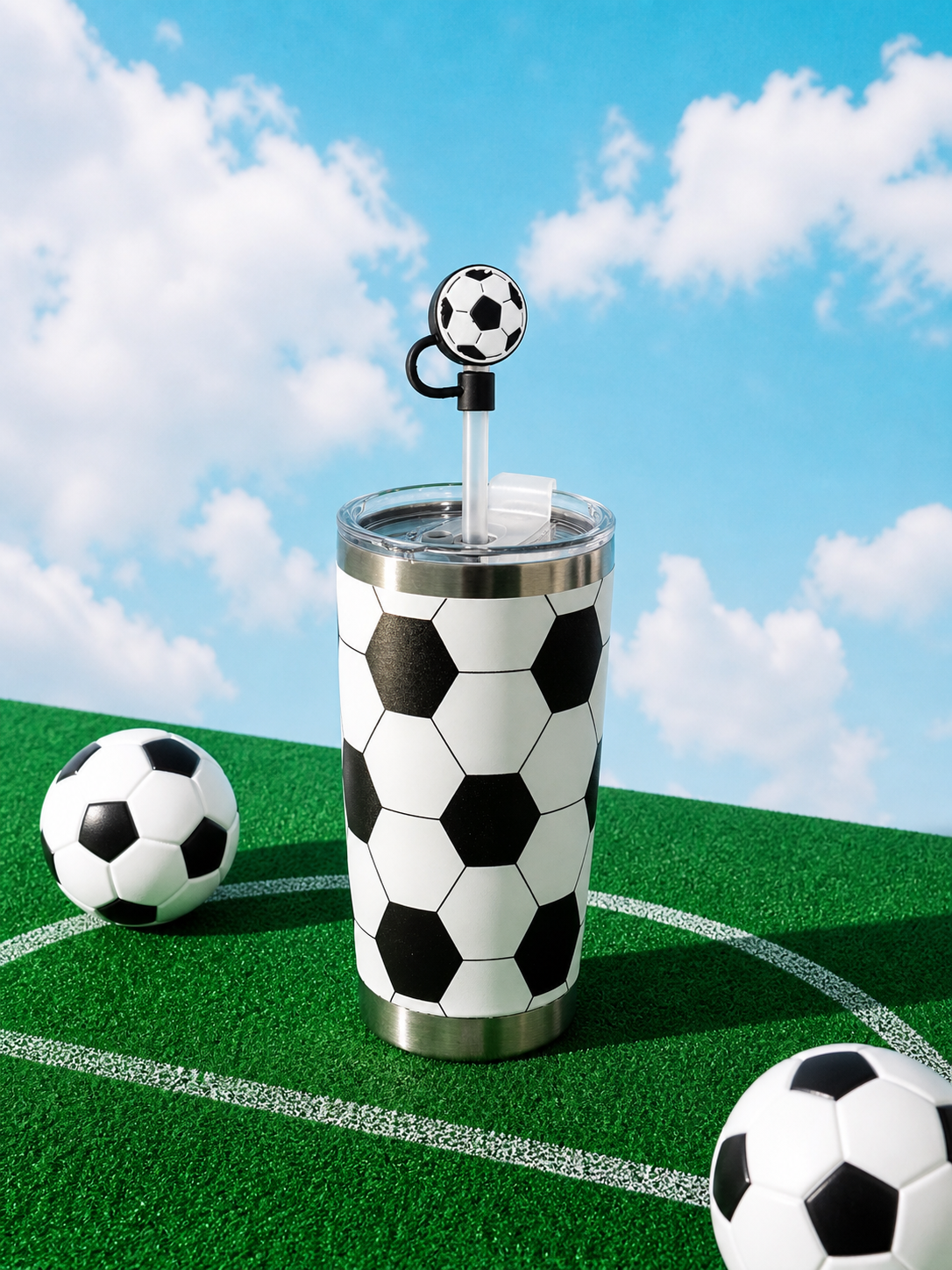Termo Insulado Con Pitillo Balon De Fútbol 570Ml Yoyoso