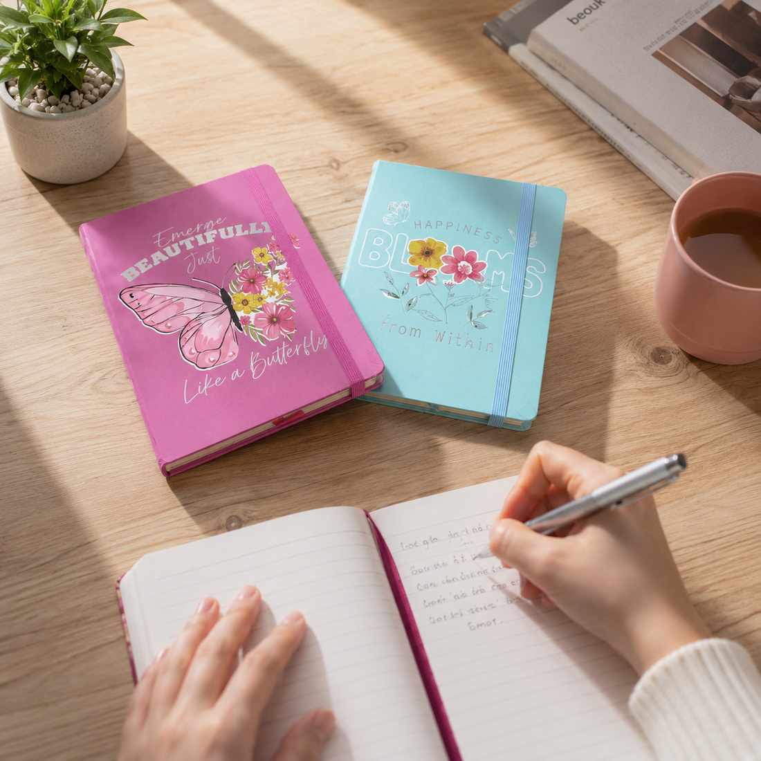 Cuaderno Tapa Dura A5 Mariposas Lineas 96PCS Yoyoso
