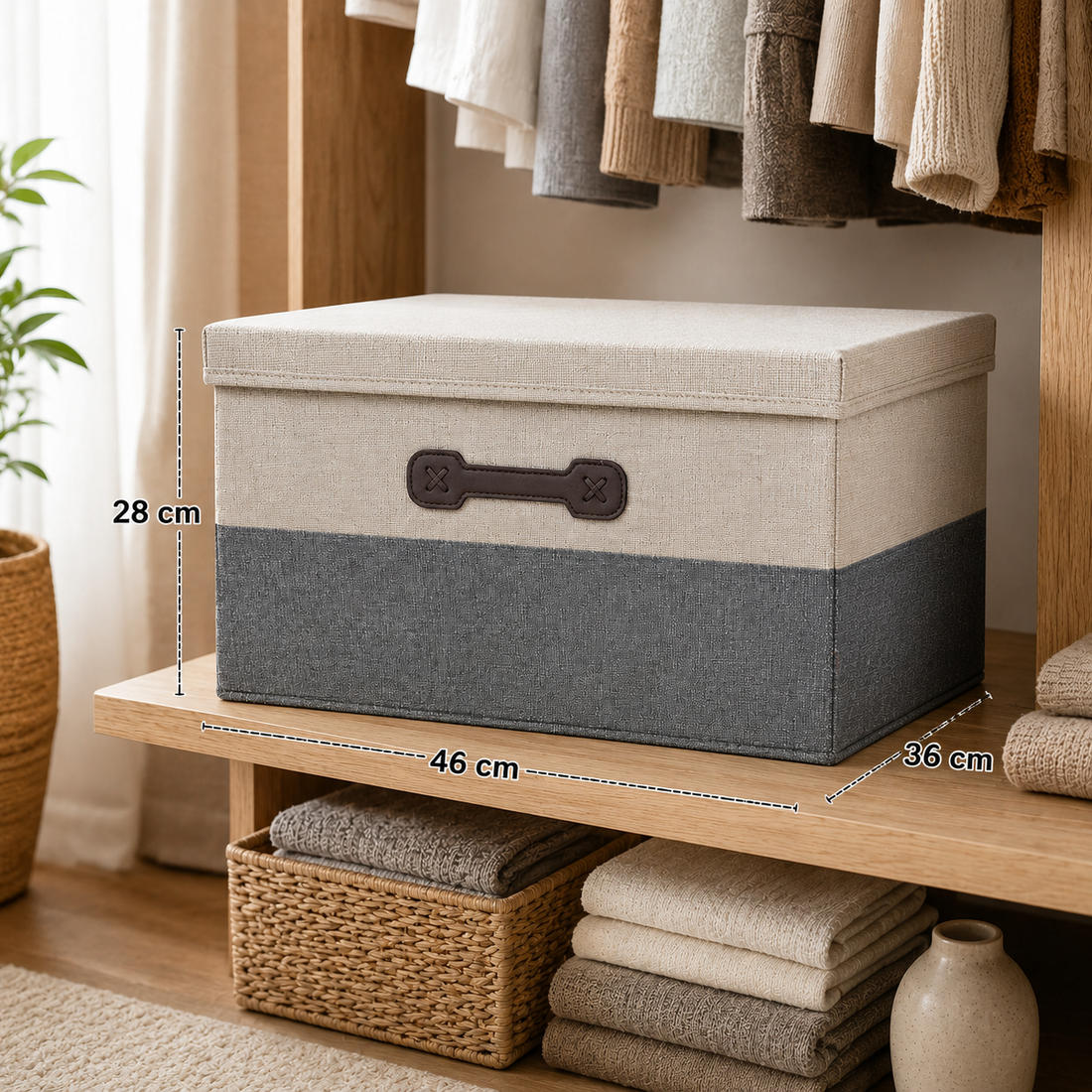 Caja Organizadora Bicolor Con Tapa 46 X 36 X 28 Yoyoso