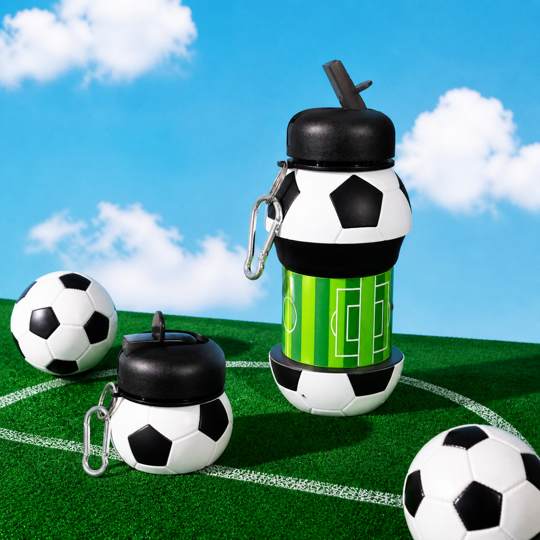 Termo Plegable con Tapa Balón de Fútbol 550ML