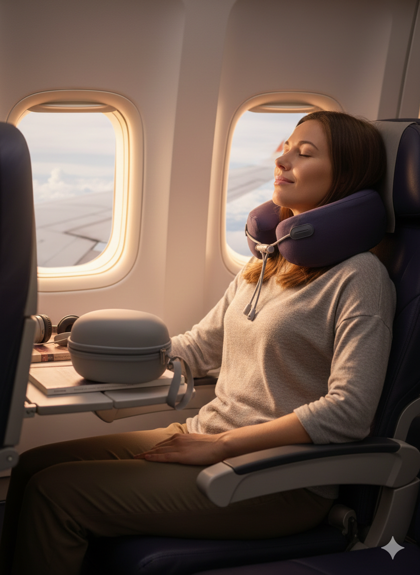 Almohada en U  Ergonómica con Estuche Gris para Viaje Yoyoso