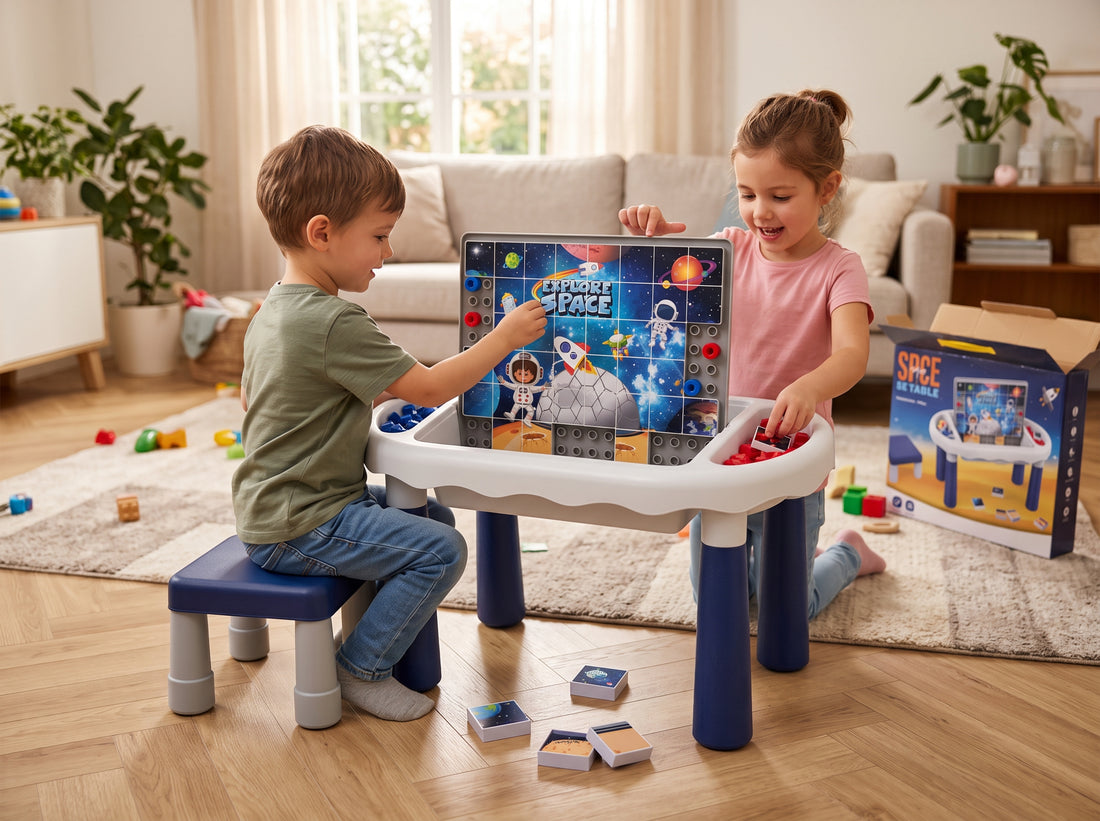 Mesa De Actividades Infantil 6 En 1 Astronauta Con Tablero Y Silla Yoyoso