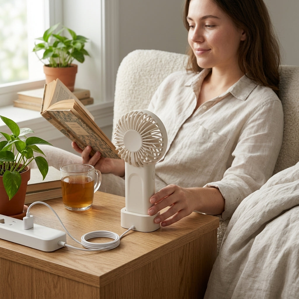 Ventilador Portátil Recargable con Base Color Blanco Yoyoso