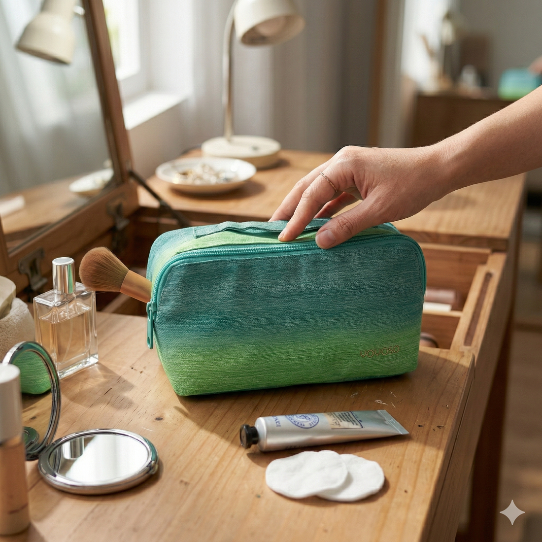 Neceser Rectangular en Degradado de Colores Verde y Turquesa – Yoyoso