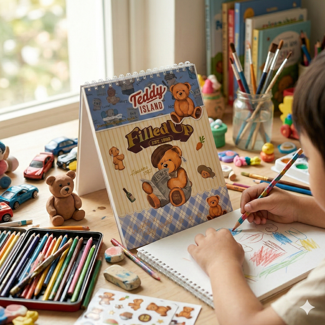 Libreta de Bocetos y Notas Teddy Island Diseño Kawaii Vintage  Yoyoso