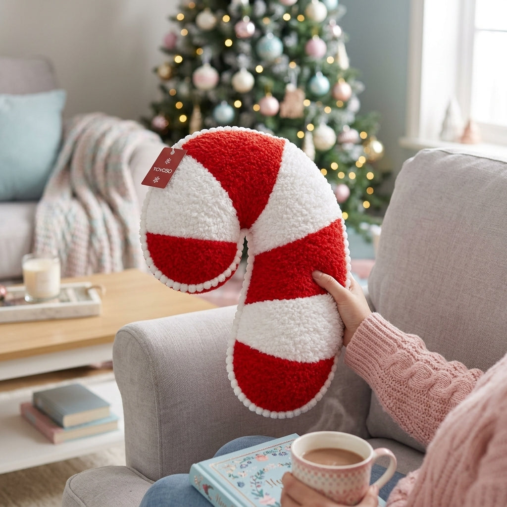 Cojín Decorativo Bastón de Caramelo Navideño 43 cm Yoyoso