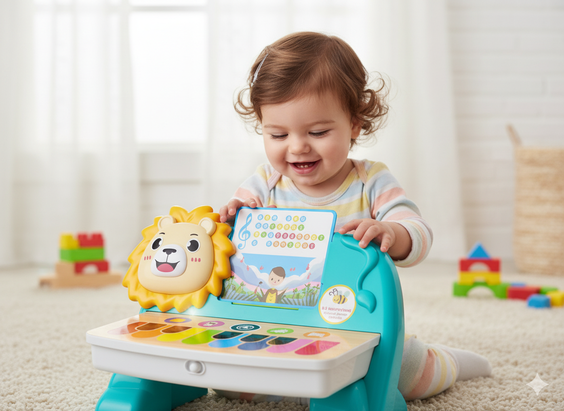 Piano Táctil de León para Bebés 8 Teclas con Luz y Sonidos de Animales Yoyoso