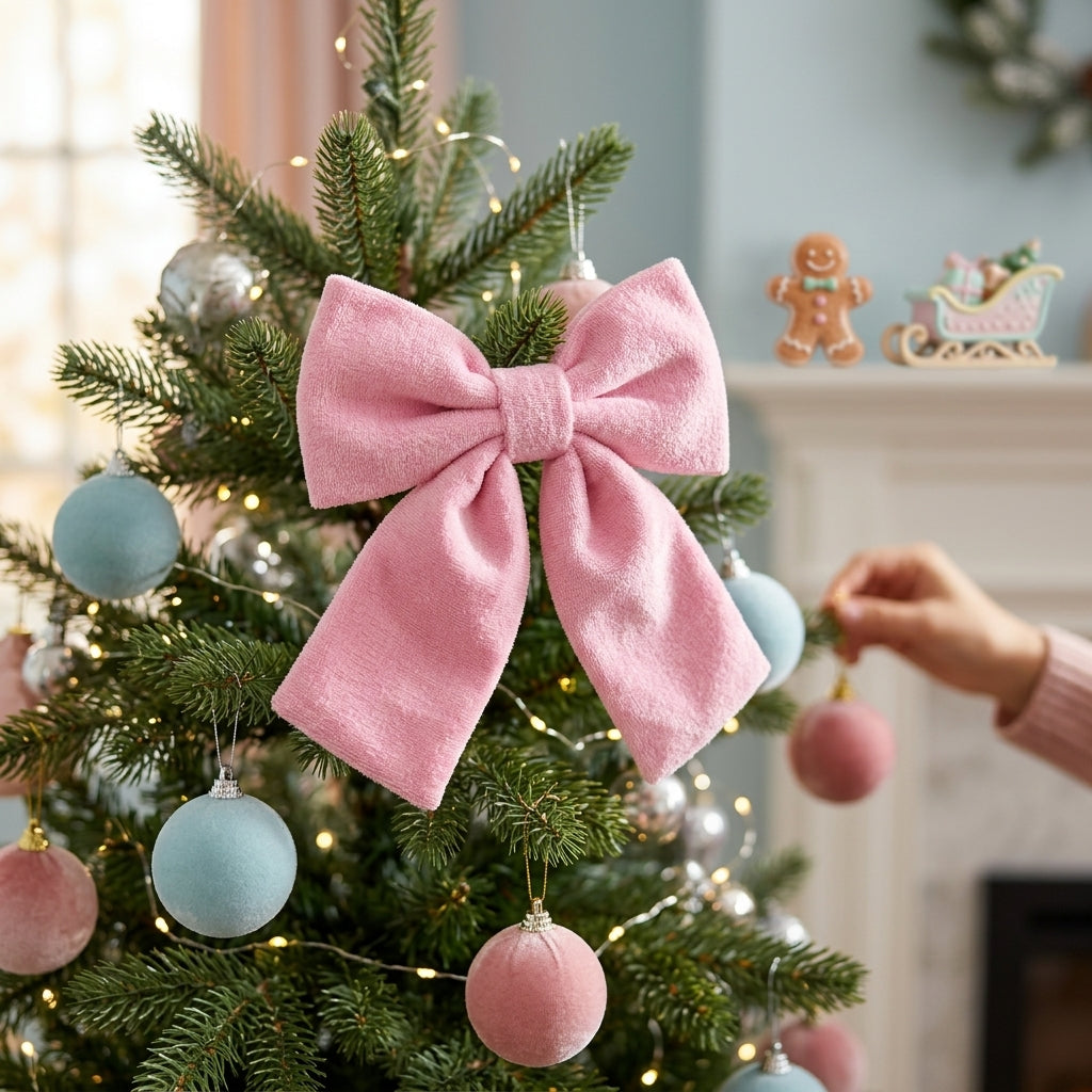 Moño Navideño Decorativo Rosa