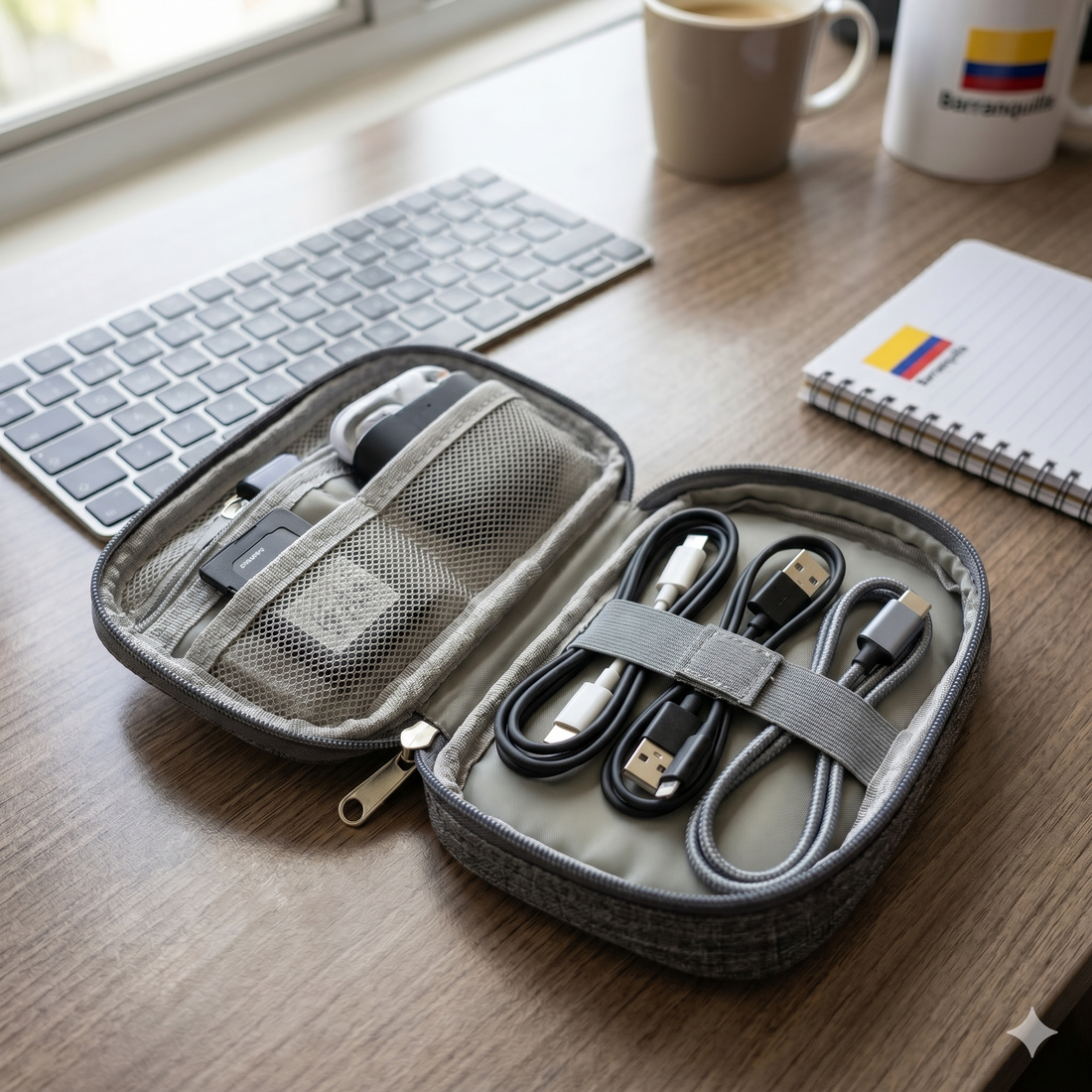 Organizador de Cables y Accesorios Tech Premium - Estuche de Viaje Impermeable Negro Yoyoso