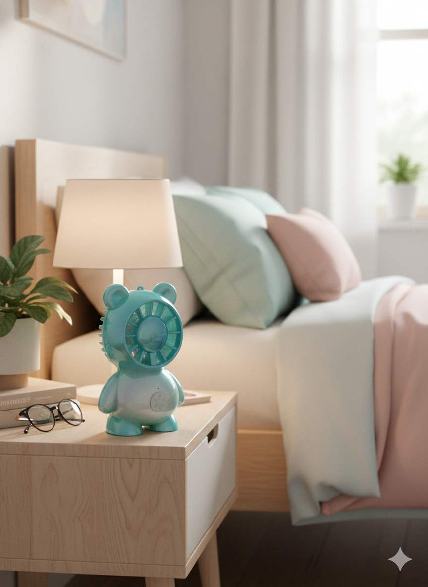 Mini Ventilador Portátil Diseño Oso Recargable USB Tornazolado Yoyoso