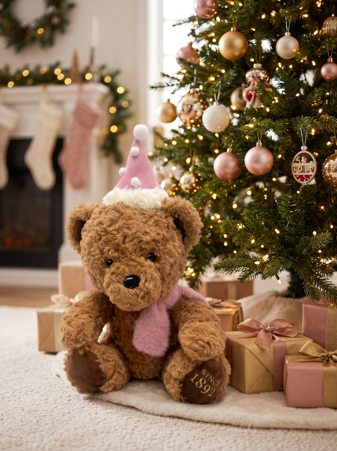 Peluche Oso Teddy Island con Gorro Rosado 25 cm Yoyoso