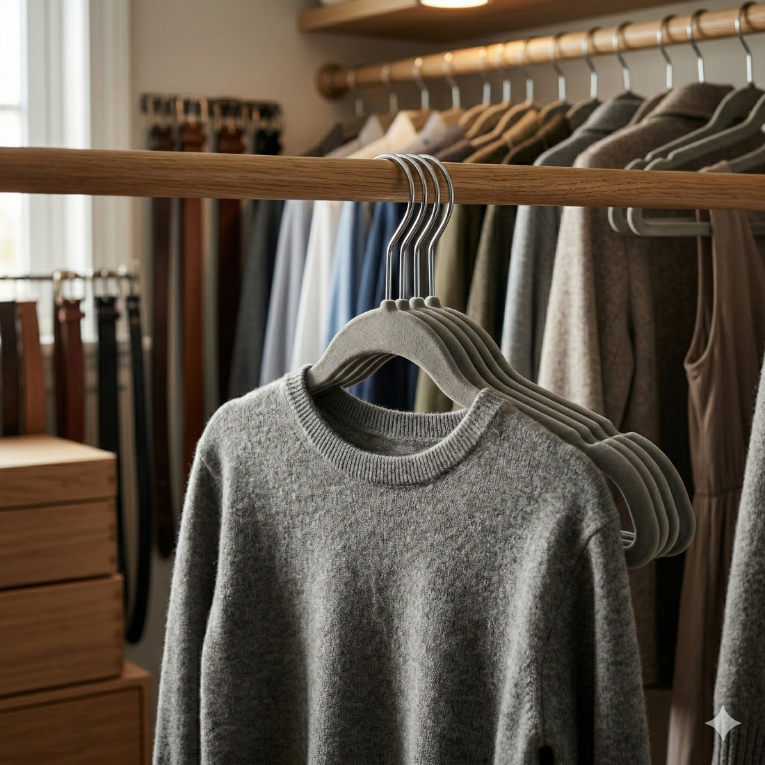 Set de Ganchos de Terciopelo Antideslizantes Ultra Slim Gris Yoyoso